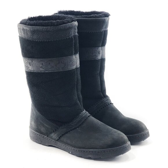 SOREL Real Shearling Lined Black Mid-Calf Winter Boots - Picture 1 of 9